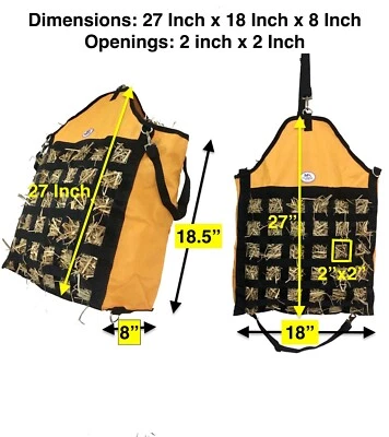 Majestic Ally Slow Feed Hay Bag for Horses, Adjustable Travel Feeder for Trailer