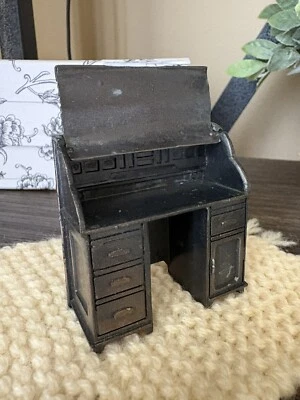 dollhouse miniatures 1976 Metal Roll Top Desk Vintage 2.5” Doll House Durham - Image 1 of 4