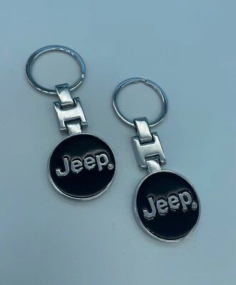 Llavero Jeep Negro Logo Emblema Logo 3D Metal Doble Cara --LOTE DE 2 Foto 1 de 4