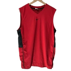 Maglia basket Nike uomo tinta unita bianca senza maniche scollo a V nero su rosso XL - Foto 1 di 4