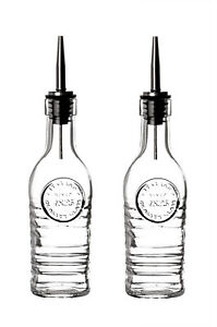 Bormioli 2er Set Ölflaschen mit Edelstahl-Ausgießer 250ml Essig und Öl Spender