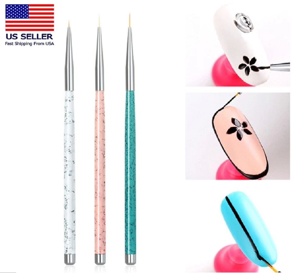 3 Pcs Nail Art Tool Set – Nail Art Pen, UV Gel Dotting Tool & Fine Liner Brush - Image 1 of 4