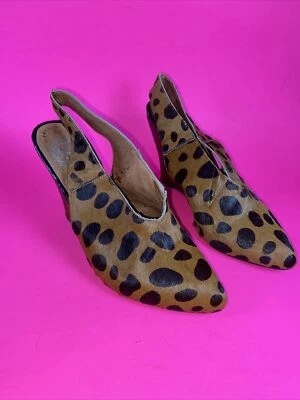 Jeffrey Campbell Ibiza Last  Women’s 7 Brown Black Spots Leopard Print Fur Wedge - Изображение 1 из 4