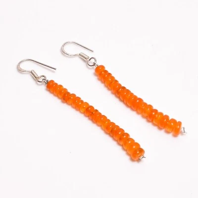 Pendientes lisos rondelle de piedras preciosas de ópalo etíope de fuego de 20 quilates 2,9" A-3405 Foto 1 de 3