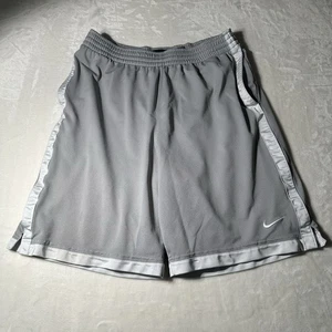 Nike Basketball Shorts Men’s Size Large Grey White Pull On Drawstring Pockets - Picture 1 of 13