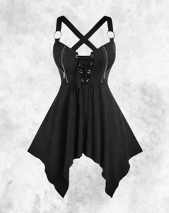 New Black Gothic Corset Deep V-Neck Zip Bust Vest Tank Top size 4XL 24 26 28 - Picture 1 of 5