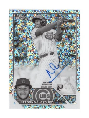 2023 Topps Chrome - Nelson Velazquez #RA-NVE Black & White Mini-Diamond Auto RC - Image 1 of 2