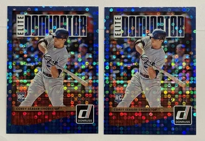 Panini Donruss Corey Seager RC (2x) #’d /999 Blue Elite Dominator Rangers - Imagem 1 de 2