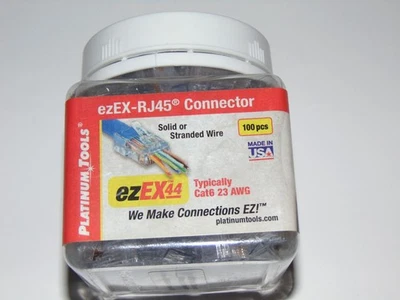 Platinum Tools 202044J RJ45 Cat6 24-22 AWG Connectors 100 ezEX44 ezEX-RJ45 - Image 1 of 3