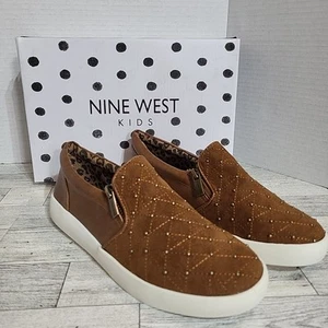 Nine West Kids Brown Studded Loafers 5M New In Boz Slip On Shoe - Picture 1 of 9