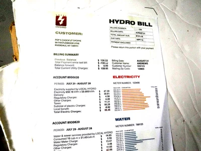 RIVERDALE TV SERIES  POP'S  CHOCKLIT  SHOP PROP  HYDRO BILL - Image 1 of 3