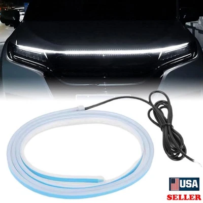 Universal White Flexible Car Hood Day Running lED Light Strip Accessories 120cm - Image 1 of 4