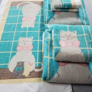 Vintage Fieldcrest Cat Kitten Sitting On Counter Towel Sets Country Cottage - Picture 1 of 16