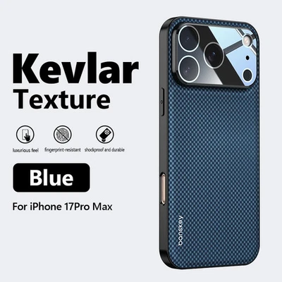 Carbon Fibre Texture Glass Lens Protection Phone Case for iPhone 17 Pro Max - Image 1 of 4
