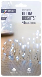 RARAION - 40 LED Putih Dalaman Super Terang, Beroperasi dengan Bateri, 3.8m - Picture 1 of 2