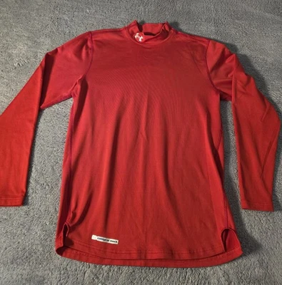 Under Armour Shirt Mens Medium Red ColdGear Mock Fitted Base Layer Long Sleeve - Image 1 of 4