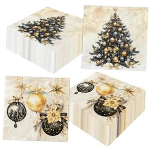 Christmas Cocktail Napkins,40pcs Christmas Tree Napkins Christmas Cocktail Gold - Picture 1 of 7
