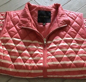 NWOT-TALBOTS-Pink-White-Striped-Sleeveless-Zipper-Pockets-Snap-Adjustments-Vest - Picture 1 of 8