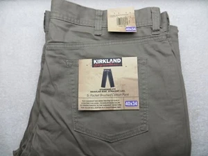 KIRKLAND SIGNATURE MEN'S 5 POCKET BRUSHED COTTON PANTS (SAND) 40WX34L NWT - Picture 1 of 6