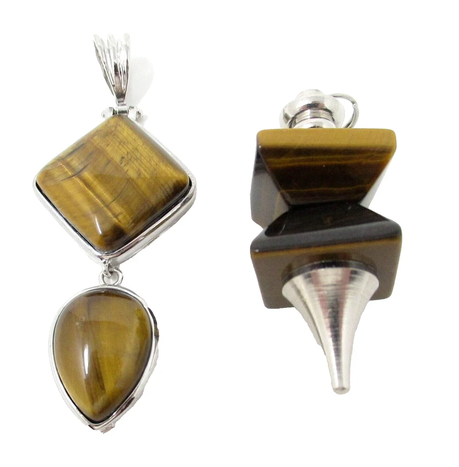 2 натуральные подвески с тигровым глазом 60x25 мм и 45x16 мм - Изображение 1 из 3