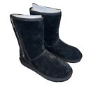 Ugg Australia Mayfaire Black Zippered Boots Size 7 Leather Suede Sheepskin Lined