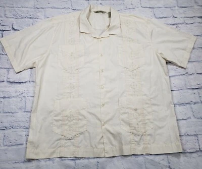Camisa Havanera PARA HOMBRES TALLA XXL Informal Guayabera Cubana Bordada Panel Marfil Foto 1 de 4