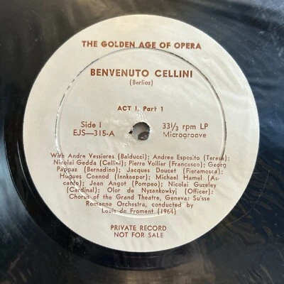 BENVENUTO CELLINI 1964 EJS 315 2 LP GOLDEN AGE OF OPERA PRIVATE RARE#64 - Image 1 of 4