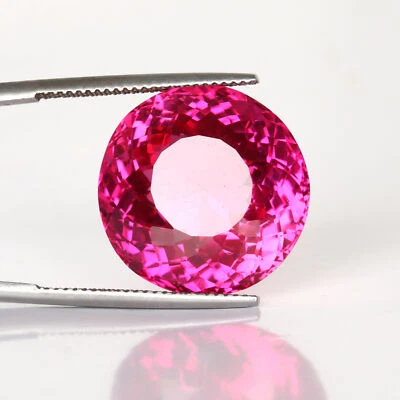 Lab-Created 24. Carat Round Cut Red Ruby Loose Gemstone For Jewelry Making - Image 1 of 3