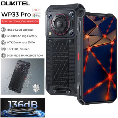 OUKITEL WP33 PRO 5G Rugged Mobile 4G LTE Phone Waterproof Big Speaker Unlocked