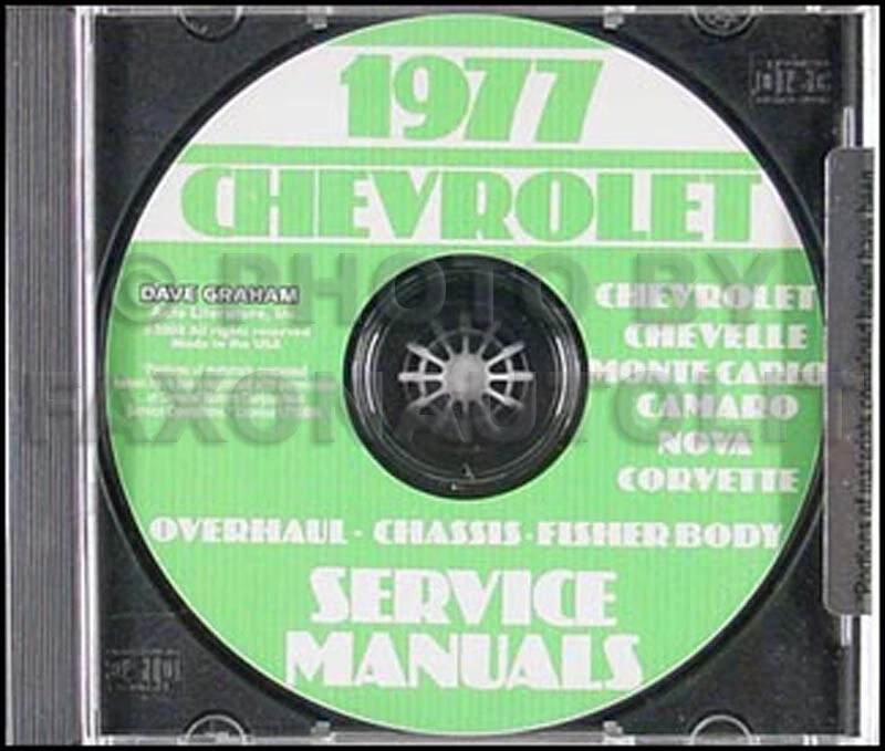 Chevy Shop 1977 CD manual Camaro Corvette El Camino Impala Caprice Monte Carlo Foto 1 de 1