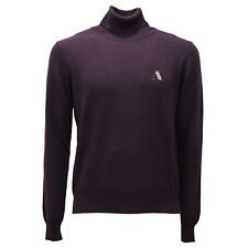 5340AF maglione uomo AQUASCUTUM purple viscose/wool turtleneck sweater man