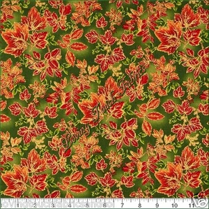 QUILTING TREASURES "ABUNDANCE" 23940-F METALLIC FALL AUTUMN FABRIC PER 1/2 YARD - Picture 1 of 2
