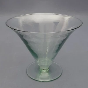 Antico Vaso Coppa Vetro Murano Soffiato Verde Salvia Collezione Esposizione 1940 - Imagen 1 de 11