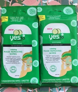 Yes To Cucumbers Wipes Mask Removing Soothing 2 Packs Of 5 - Picture 1 of 10