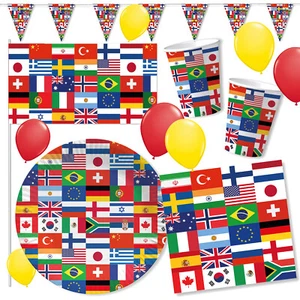 FLAGGEN WELT - Länder Party Geschirr Deko Geburtstag Mottoparty Länderparty Set - Bild 1 von 14