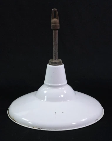 16 in. White Enameled Steel Industrial Factory Pole Pendant Light Cover