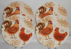 Juego (4) PLATOS DE CENA Pier 1 PATRÓN GALLO Motivo Gallo - Imagen 1 de 8