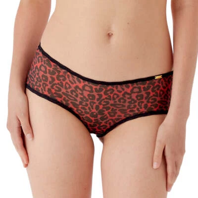Gossard Glossies Leopard Print Short Brief Panty New Lingerie Black/Red 13104 - Image 1 of 4