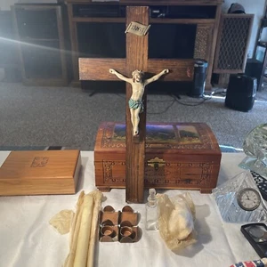 Com-Pac Crucifix Co. Toledo,Ohio 1898-1910 Sick Call Crucifix Pat# 1649086 15X8 - Picture 1 of 20