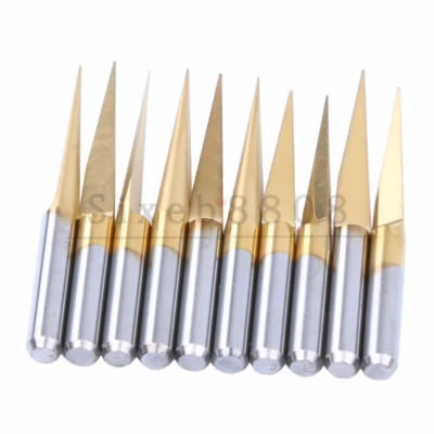 10pcs Titanium Coated Carbide PCB Engraving CNC Bit Router Tools 10° 0.2mm - image 1 of 3