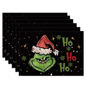 Christmas Placemats Set Of 6winter Merry Xmas Ho Ho Ho Heatresistant Place Matsm - Picture 1 of 6