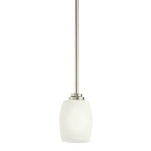 Kichler Eileen 1-Light Nickel Mini Pendant Satin Etched Cased Opal Glass 3497 NI - Picture 1 of 2