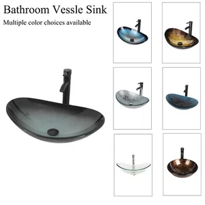 Combo de grifo de lavabo de lavabo de lavabo de vidrio templado - Imagen 1 de 30