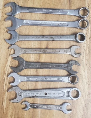 Lote de 8 llaves combinadas vintage de extremo abierto de caja pequeña y grande Foto 1 de 4