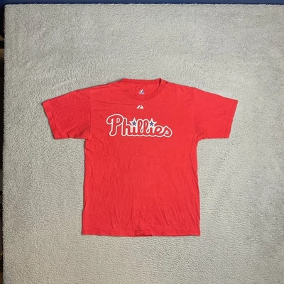 Philadelphia Phillies MLB Vtg Red Majestic Chase Utley Shirt Mens XL - Image 1 of 4