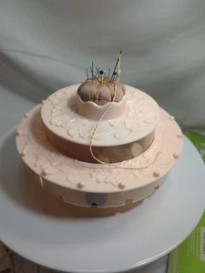 Vintage PINK PLASTIC Carousel SEWING CADDY  Spool Thread Holder Lazy Susan - Picture 1 of 7