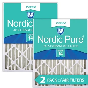 Nordic Pure 20x20x4 (3 5/8) Pleated MERV 14 Air Filters 2 Pack - Picture 1 of 7