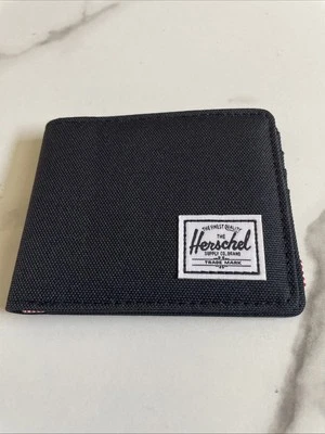 New Herschel Supply Designer Men's Street Style Logo Bi Fold Wallet RFID Blk - image 1 of 4
