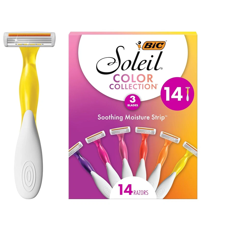 BIC Soleil Color Collection Women's Disposable Razor 3 Blade 14-count