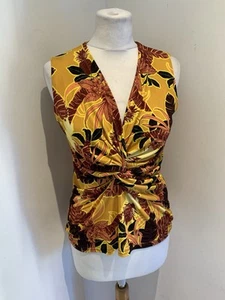 Karen Millen wrap top 14 NEW Petite pattern print stretch jersey fitted - Picture 1 of 8